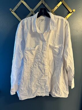 Madewell White Collared Button-Front Shirt